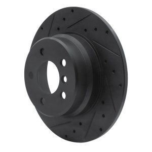 BMW X5 Brake Rotor (1) - Rear Left - R1 Concepts - Drilled & Slotted - Black - `00-`06